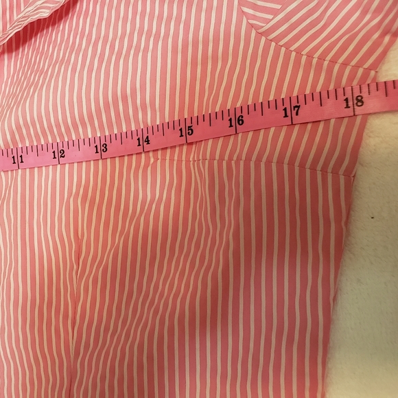 H&M Women's Long Sleeve Striped Button Down Shirt Pink And White Size 6 - Picture 9 of 15